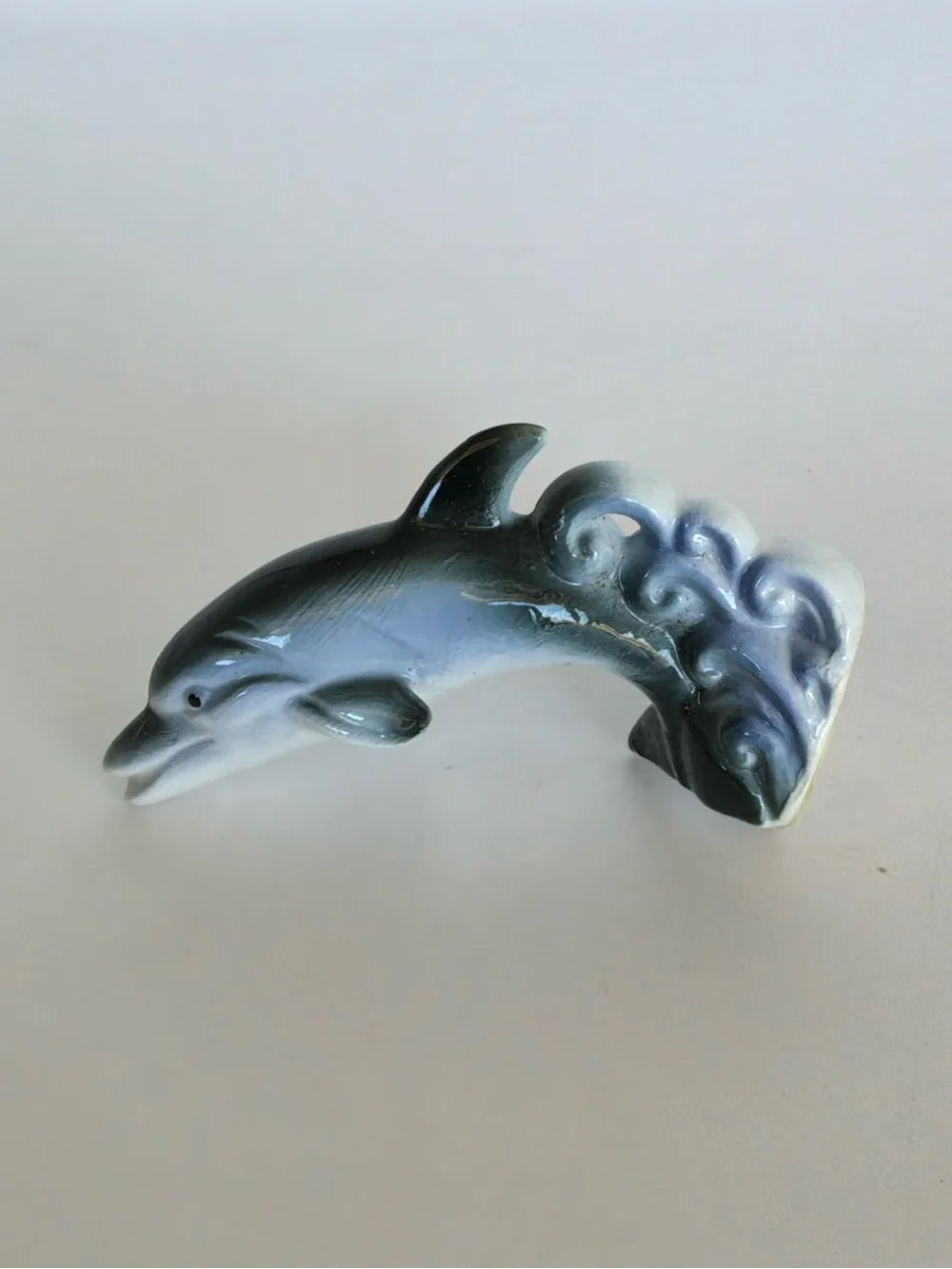 Vintage Blue Dolphin Ceramic Figurine - Decorative Home Accent